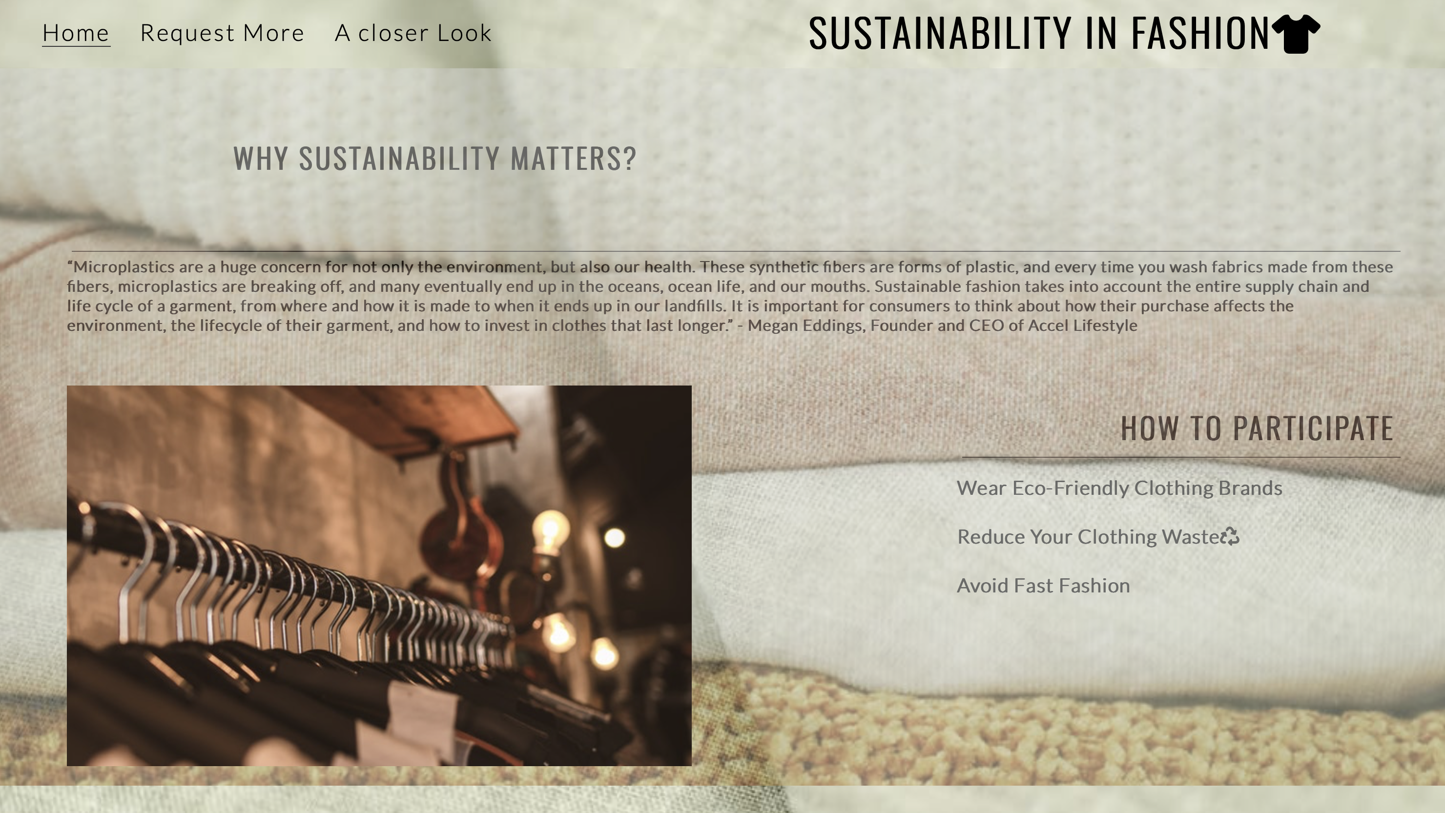 Sustainability textile Business page